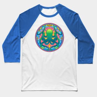 Octopus Illustration Artwork Abstract Mandala Pattern Design Baseball T-Shirt